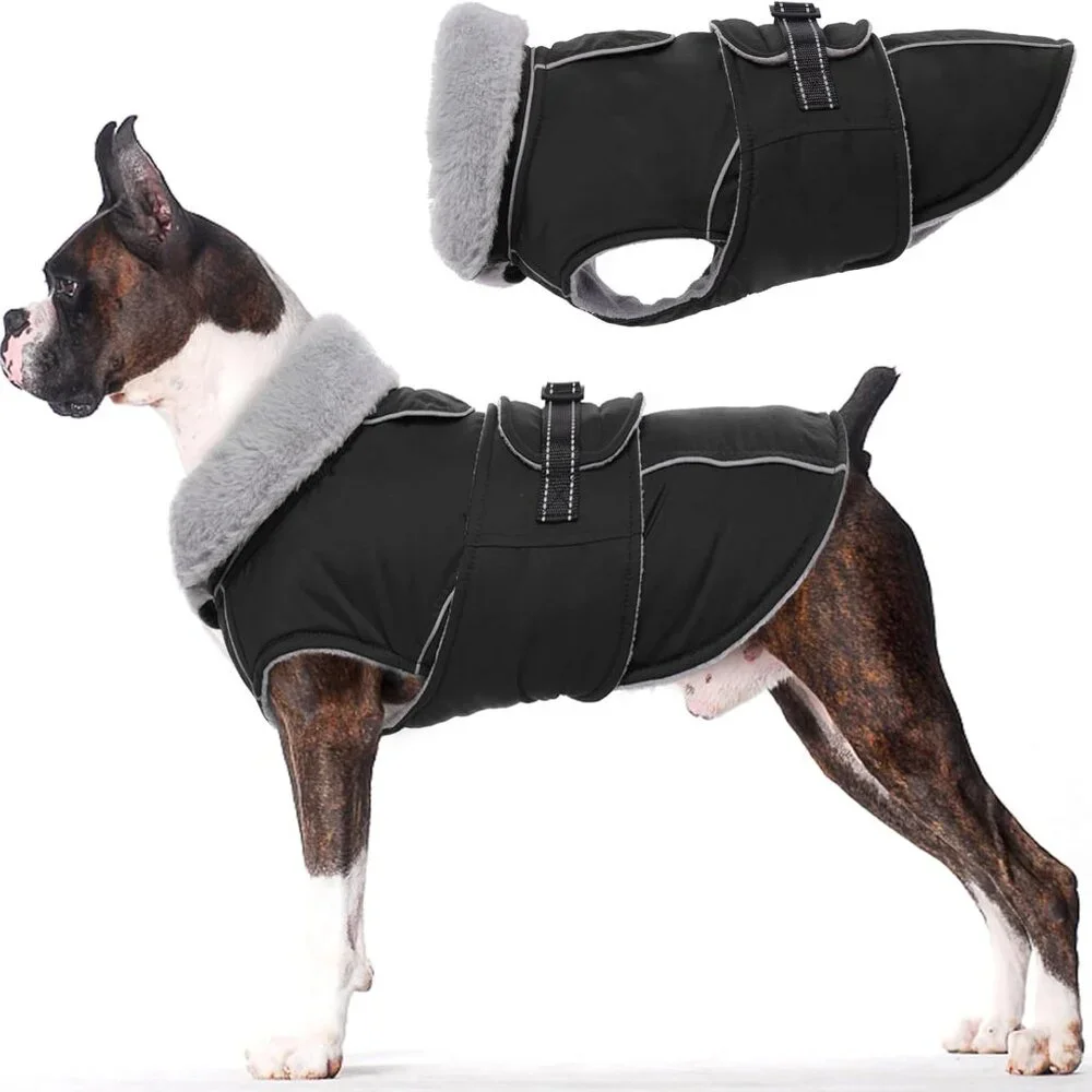 Lelepet Warm Dog Coat Reflective Dog Fleece Vest Waterproof Jacket